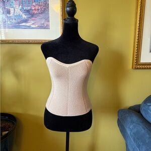 Aerie Strapless Ribbed Knit Bustier Top - Cream